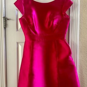 kate spade Hot Pink Satin Fit-and-Flare Dress